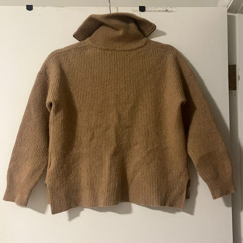Madewell Merino Wool Blend Half Zip Sweater with Pockets Brown‎ Size Small